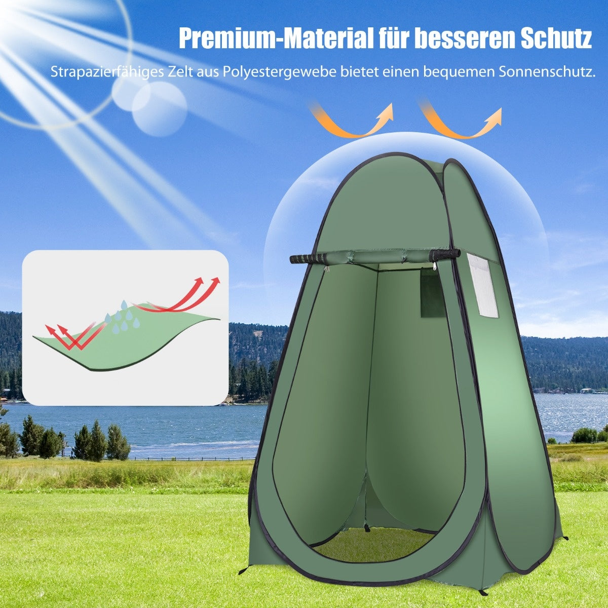 Coast Beach Douche Tent Kleedkamer Tent Toilet Tent Side Tent Large Tent Cabin Fold-Green