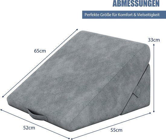 COSTWAY Wigkussen, leeskussen, rugkussen, beenkussen, geheugenschuimovertrek, wasbaar, Reflux kussen, volwassenen, bedzitkussen, ergonomisch, venussen, relaxkussen voor bed en bank, 58 x 36 x 50,5 cm