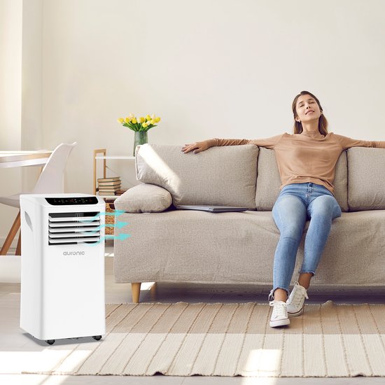 Auronic Mobiele Airco - 10.000 BTU - 4-in-1 - Airconditioning met 2 Raamafdichtingskits - Ventilator - Ontvochtiger - tot 25m² koelen
