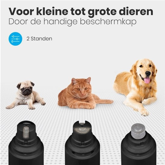 Auronic Elektrische Nagelvijl - voor Dieren - Oplaadbaar - Draadloos - Diamant Vijlkop - Hond/Katten - Zwart