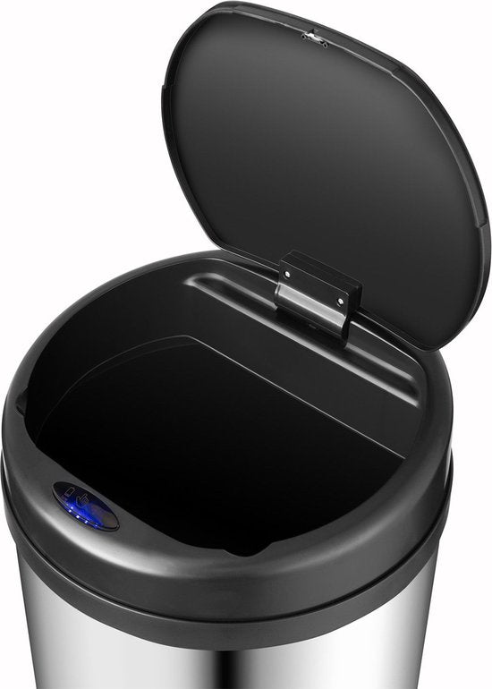 Automatische Prullenbak / Afvalemmer / Sensorprullenbak - 50 Liter - Zilver - Rond