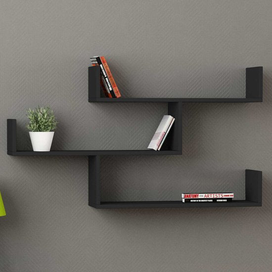 Asir - Wandplank - Antraciet - 119x22x66.5 cm