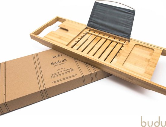 Budu Badplank Bamboe - Badplank voor in bad - Verstelbaar badrek - Houten badplank - Badrekje - Badplank hout - 70-105 cm