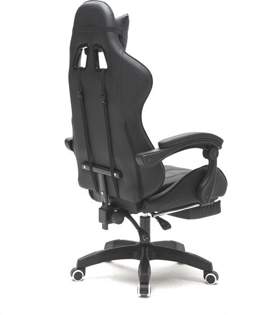 VDD Gaming - Game stoel - Gaming - Bureaustoel - Met Nekkussen & Verstelbaar Rugkussen - Met Voetsteun -Silicone Game Stoel - Draaistoel - Zwart