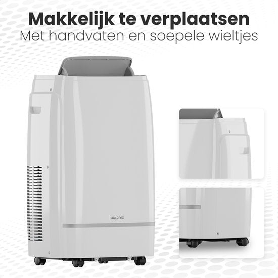 Auronic Mobiele Airco – 4-in-1 Koelen, Verwarmen, Ontvochtigen & Ventileren – 12.000 BTU – Tot 35 m² – 44 x 33,5 x 66,5 cm – Wit