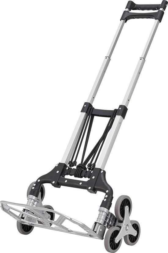 Juskys – Trappensteekwagen Inklapbaar – 80 kg & Telescoopgreep – Voorzien Van 3+3 Wielsysteem En Expanderkabels – Voor Verhuizing En Transport – Zilver Aluminium