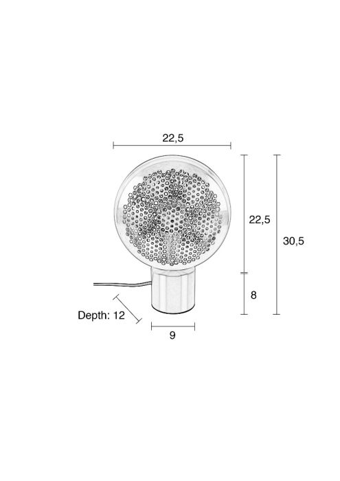 Zuiver Gringo Tafellamp - Goud - Rondvormig - 1.50 m Snoerlengte - 230 V - 22.50 x 12 x 30.50cm - 4 W per lichtpunt