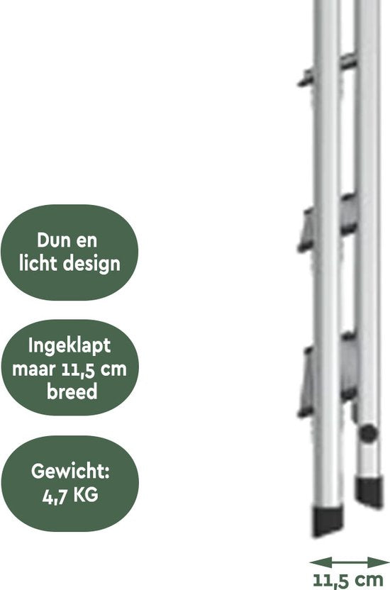 BRASQ Huishoudtrap 5-treden Zilver - keukentrap inklapbaar aluminium voor Particulier en professioneel gebruik - Trap Ladder - Anti slip