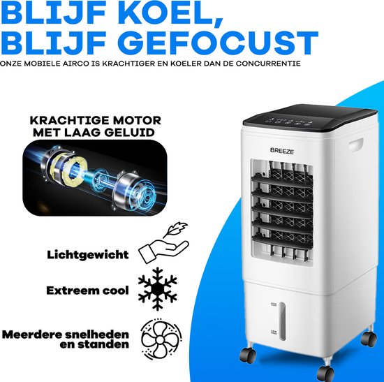 Breeze Luchtkoeler voor Slaapkamer - Mobiele Luchtkoeler zonder Afvoerslang