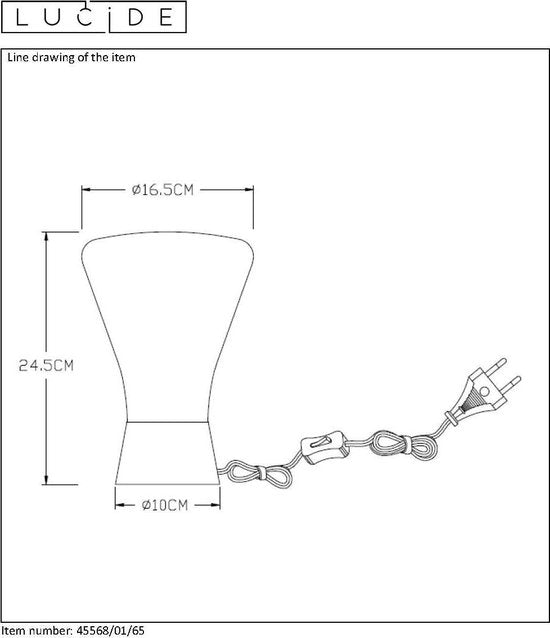 Lucide BARRY Tafellamp - Ø 16,5 cm - 1xE27 - Fumé