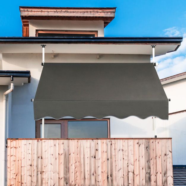 Coast Uittrekbaar Zonnescherm Grijs – 150 x 120 cm – Verstelbare Hoogte en Hoek met Handzwengel