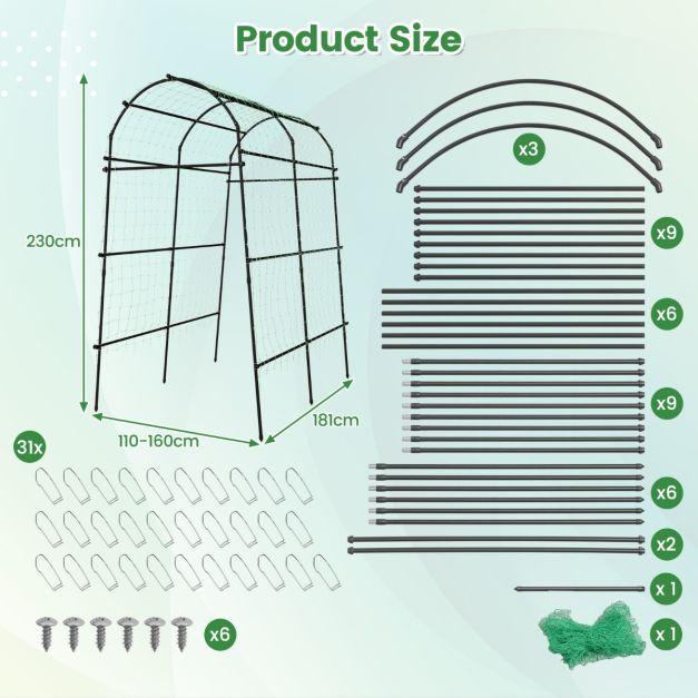 Tuinboog voor Klimplanten – Metalen Rankhulp met PE-Coating – 230 cm Hoog