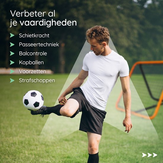 Volcan Dubbelzijdige Rebounder - Voetbal Trainingsmateriaal - Verstelbare Voetbal Bouncer - 85 x 85 cm - Inclusief Grondankers - Dubbele Progressie