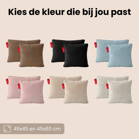 Auronic Warmtekussen - Sherpa Fleece - 45x45 - Draadloos - Oplaadbaar - Elektrisch kussen - Infrarood - Beige