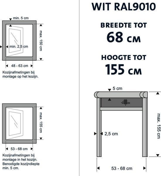 Bruynzeel Rolhor Raam S700 68x155 cm – Wit – Insectenhor met Cassette – Geschikt voor Houten en Kunststof Kozijnen