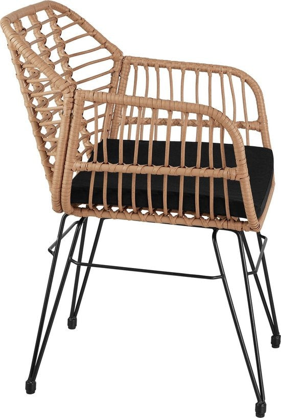 tectake® - outdoor wicker zitgroep, meubel voor 2 personen, 3-delig. Bistroset, balkonmeubel, tuinmeubelset met 2x stoelen + tafel, kleine lounge weerbestendig voor tuin, balkon of terras - natuurkleur - poly-rattan