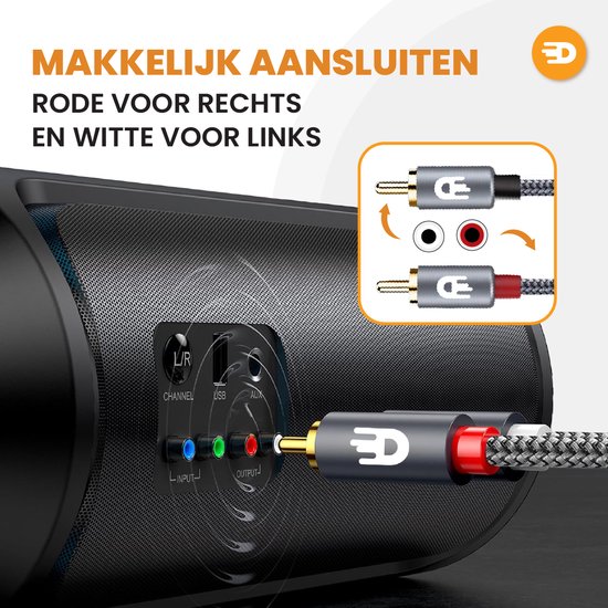 Drivv. Premium Tulp Stereo Audio Kabel - 2RCA naar 2RCA - Tulp Kabel - 5m