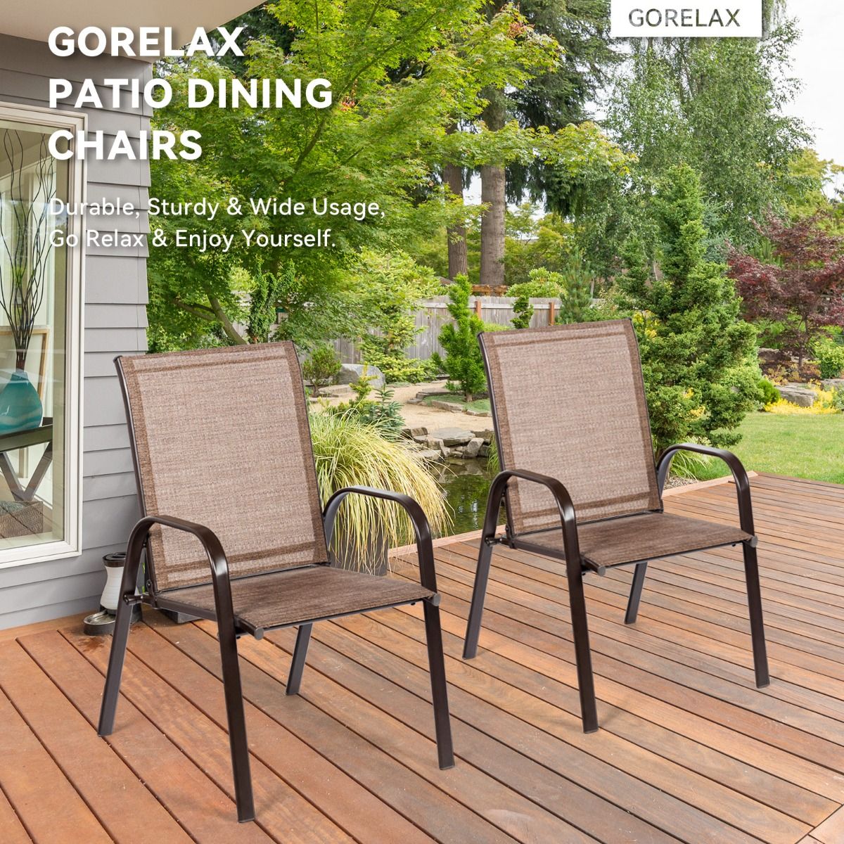 Coast 2-delige tuinstoelenset - ademende stof - versterkt metalen frame - beige