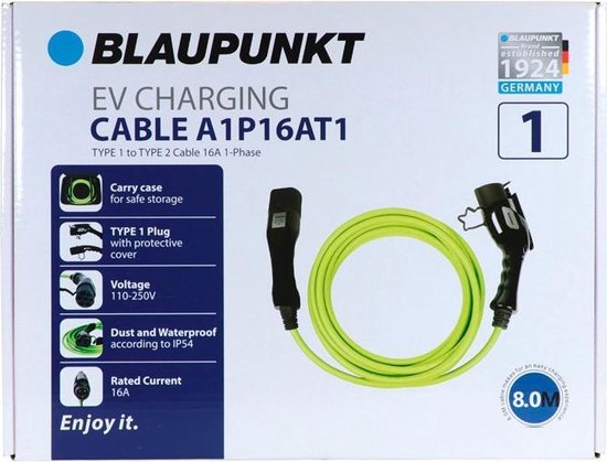 Blaupunkt Laadkabel Elektrische Auto Type1>2 16A 1ph A1P16AT1