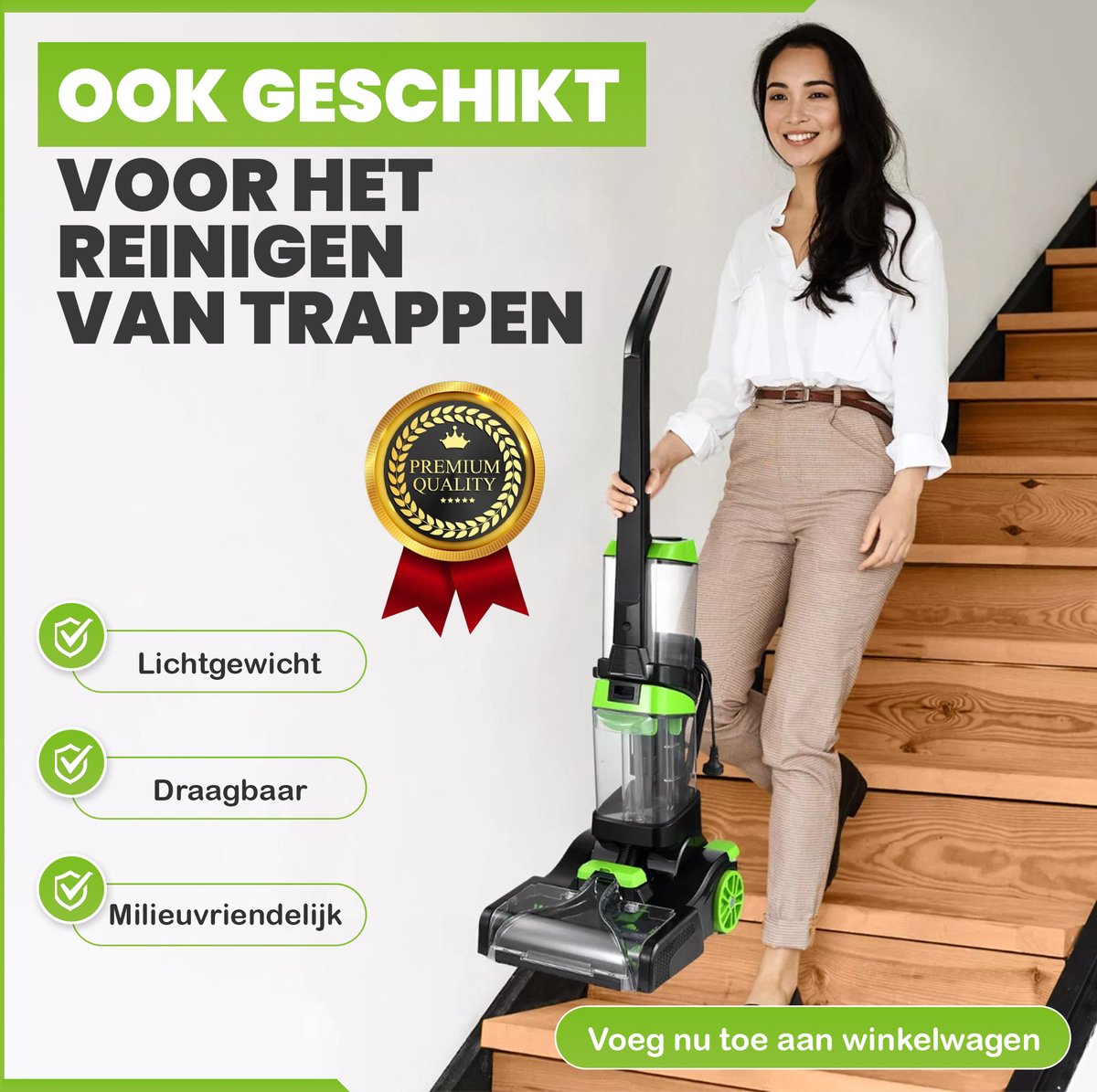 Tapijtreiniger 2-1 - Multifuntionele Vlekkenreiniger - 800W - 30 x 32.5 x 113 cm