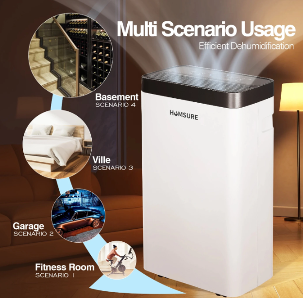 Humsure Luchtontvochtiger 16L/dag - 25m² - Timer - Wielen - Wit