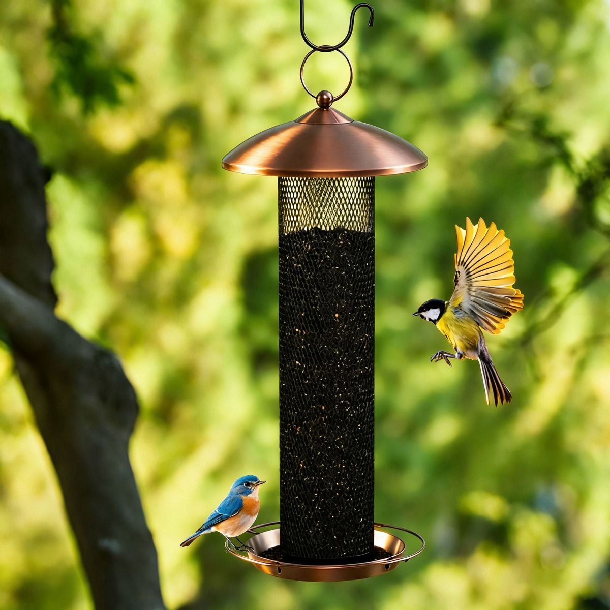 Coast Vogelvoederbak Drielaags Metalen Voederzuil - 37 cm - Zwart
