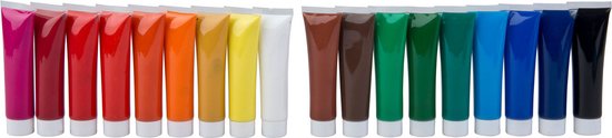 Artist & Co Acrylverf Set – 18 Tubes à 36 ml – Heldere Kleuren – Sneldrogend – Voor Canvas, Papier en Hout – Geschikt voor Beginners en Hobbyisten
