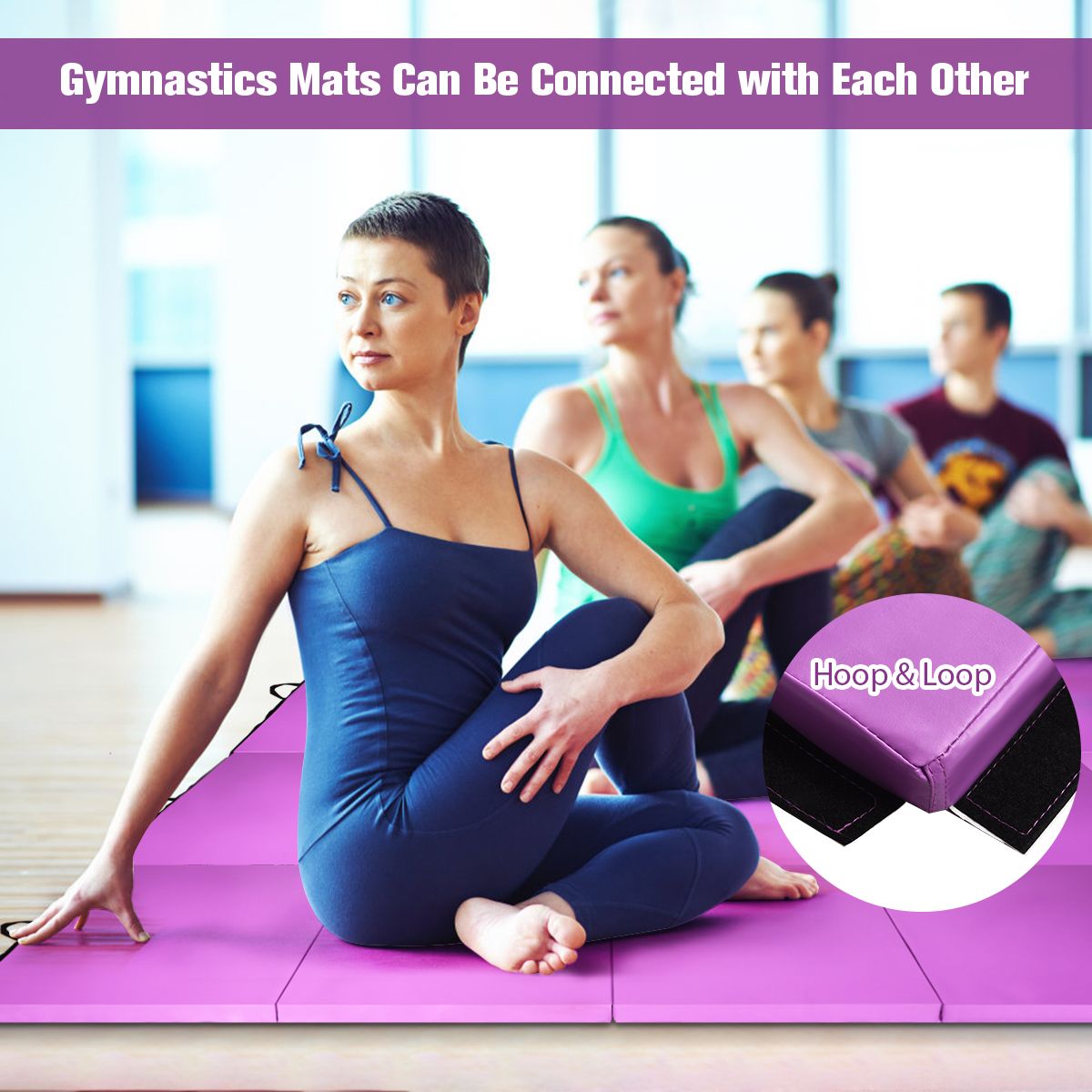Coast Opvouwbare Fitnessmat - gymnastiekmat met handgrepen - klittenbandsluiting - paars 240 x 116 x 5 cm