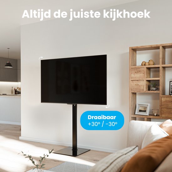 Auronic TV Standaard – Verstelbaar & Draaibaar – Max 60 kg – Voor 37-90 inch – 61 x 41 x 136,5 cm – Zwart