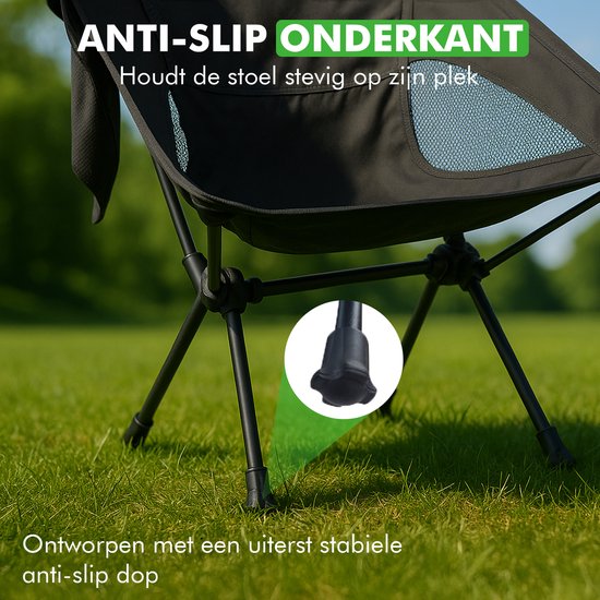 Travelhawk Campingstoel - Strandstoel - Strandstoel Opvouwbaar - Visstoel - Vouwstoel - Opvouwbaar - Inklapbaar - Lichtgewicht - Zwart