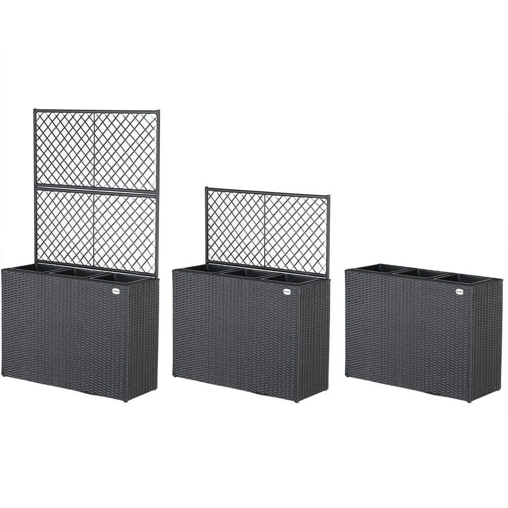 Casaria Polyrattan Plantenbak met Trellis Zwart