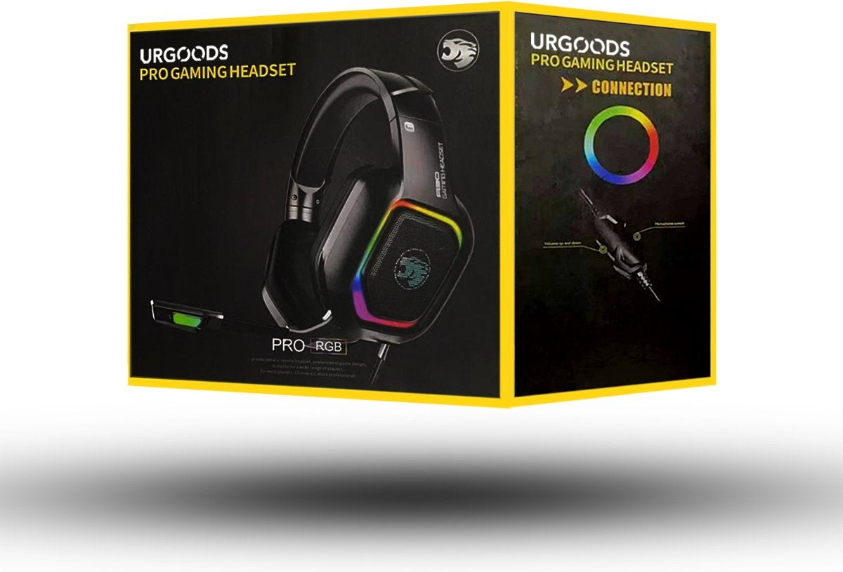 URGOODS Gaming Headset – Virtueel 7.1 Surround Sound – 1 m kabel – Zwart/RGB