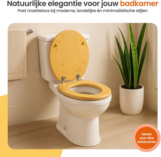 Goliving WC bril - Toiletbril met Deksel - Softclose - Universeel - Inclusief Montageset - Hout - Bamboe