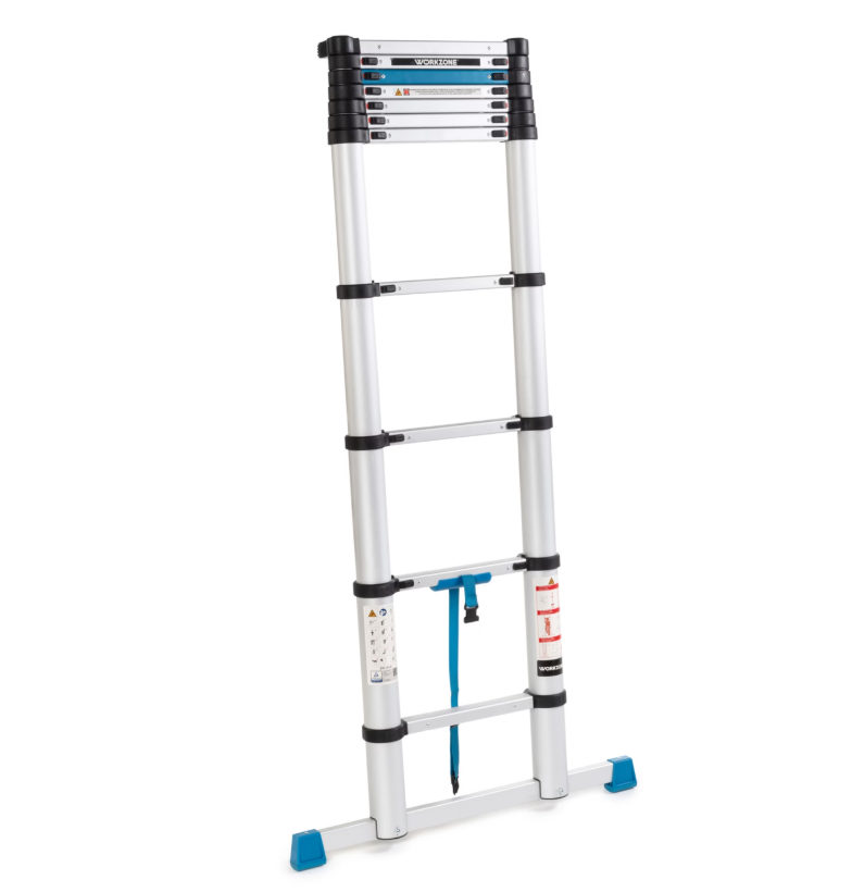Workzone Telescopische Ladder – Soft-Close – max. 150 kg – 327 cm hoog – Zilver