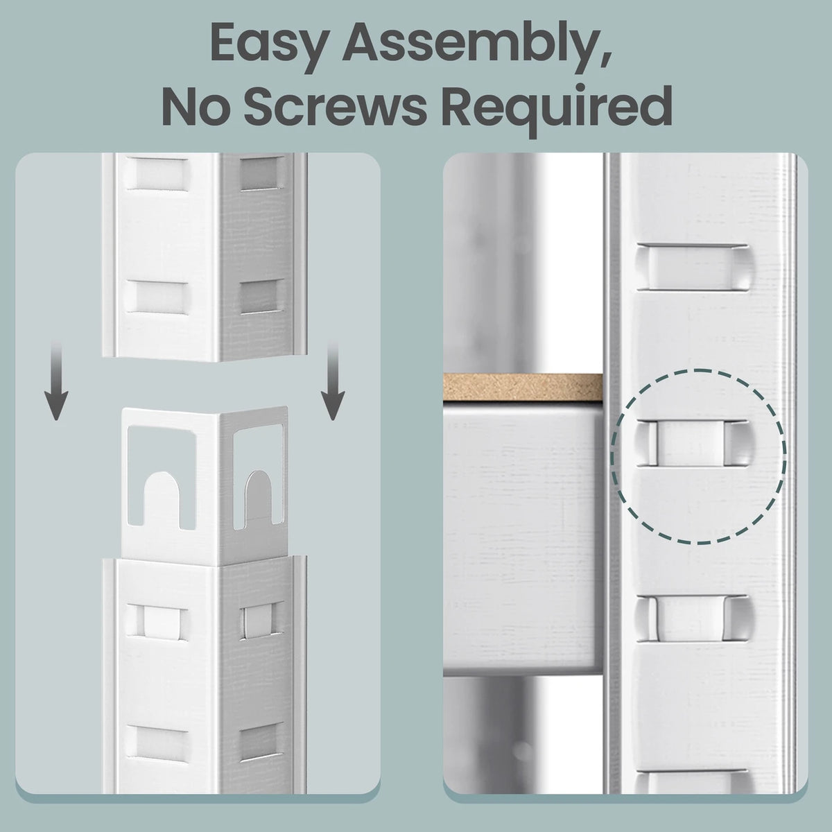 Joyfurnos Opbergrek Set van 2 - Zilver - 5 Legborden per Rek - 650 kg per Rek - Boutloze Montage - 75 x 30 x 150 cm