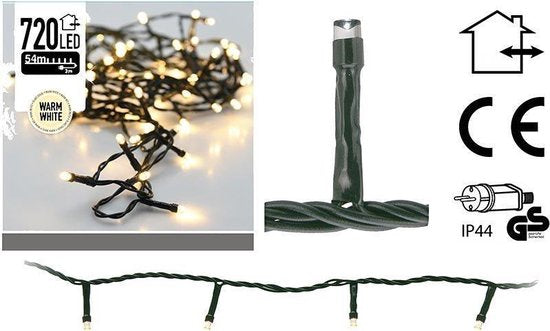 54 meter LEDverlichting / LEDsnoer met 720 LED's warm/wit | voor binnen en buiten