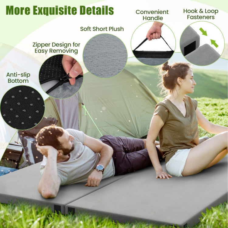 Coast Opvouwbaar Grijs Campingmatras 74 x 30,5 x 6,5 cm met Memory Foam en Antislip Onderzijde