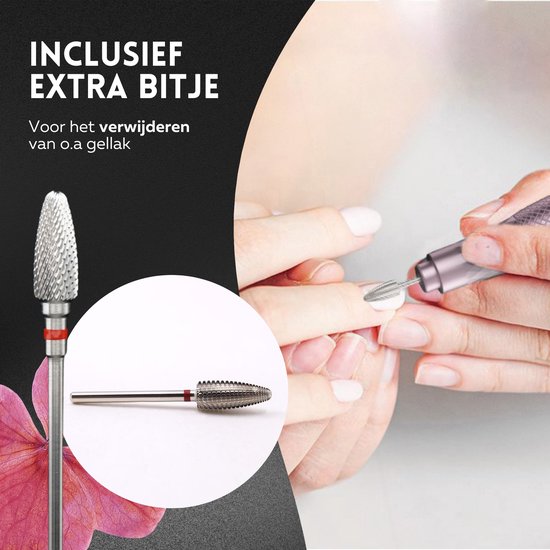 Beeperfect® Draadloze Elektrische Nagelvijl Pro Edition - Nagelfrees - Manicure en Pedicure set - Oplaadbaar - 11 Bitjes en 60 Schuurrolletjes - 30.000RPM - Roze