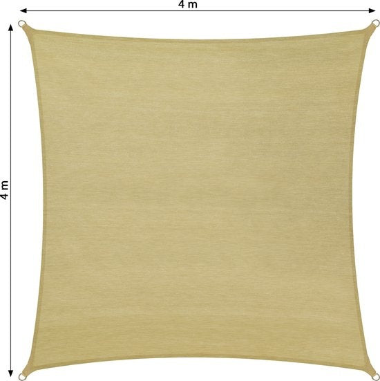 tectake - Vierkante zonneluifel schaduwdoek - 400x400cm - 402606