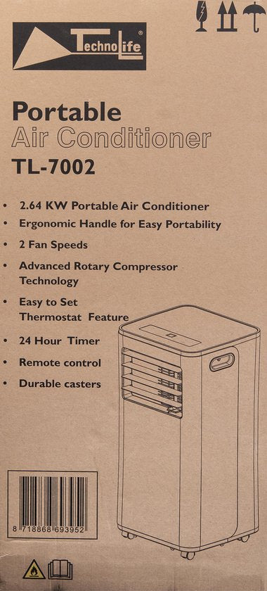 TechnoLife TL-7002 Mobiele Airco - Airconditioning - 7000 BTU - Wit/Zwart