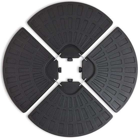 LIFA GARDEN Vulbare verzwaringstegels - Voetstuk voor hangende parasol in zwart - Te vullen met zand of water tot 50 kg - Weerbestendig - 100 x 100 x 8 cm