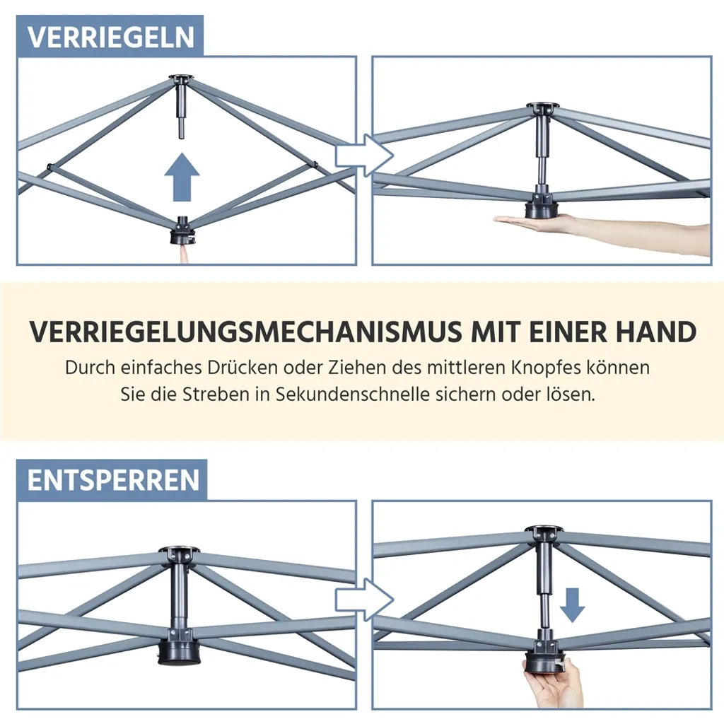 Yaheetech Partytent - 3 x 3 m - Met Zijwand - Verstelbaar 171-266 cm - Waterdicht - Donkergrijs