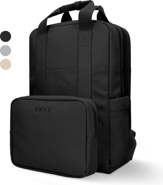 ONYX Rugzak 20L met Laptopvak - Afneembare Organizer etui - Dames en Heren - Laptoptas - Schooltas - Rugtas - Zwart
