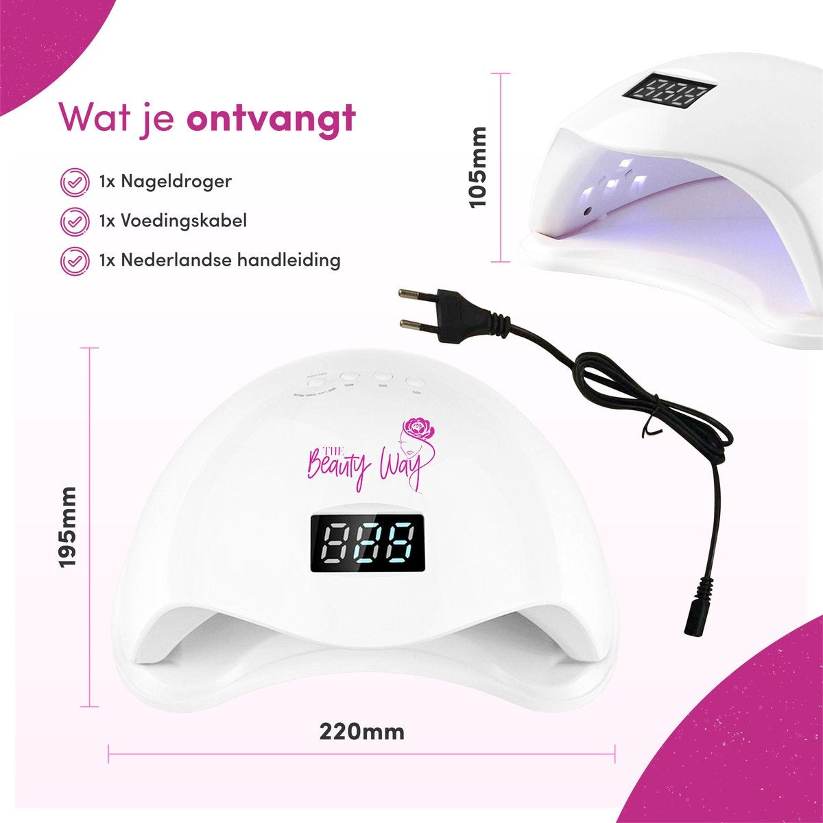 TheBeautyWay Nageldroger - voor Gelnagels - Geschikt voor elke Nagel Gellak - 24 LEDs