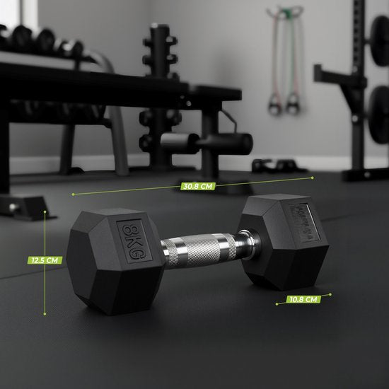 VirtuFit Hexa Dumbbell Pro - 8 kg - Hexagon Dumbbell - Duurzaam en Slijtvast - Krachttraining - Gewicht - CrossFit & Fitness - Geschikt voor Beginners en Professionals - Per Stuk Verkocht