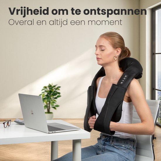 Auronic Shiatsu Massagekussen - Elektrisch - Draadloos - Massage Apparaten - Nek en Schouder Massage apparaat- Infrarood - Zwart
