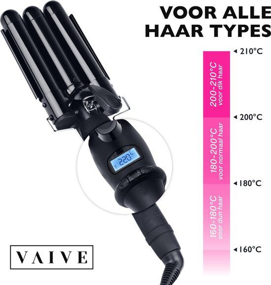 VAIVE Professionele Wafeltang 25mm – Signature Curls Edition – Waver – Golvenkrultang – Wave Krultang – Beach Waves