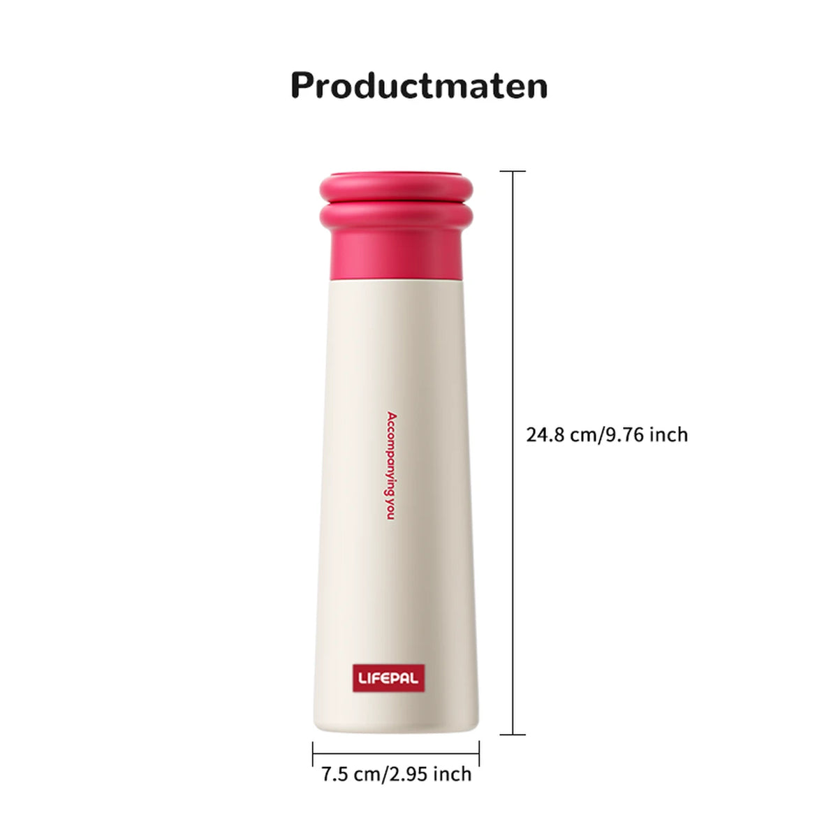 LIFEPAL BF25B572 waterfles met magnetische telefoonhouder - 550 ml - rozerood