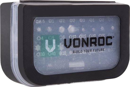 VONROC Universele bitset – 31 delig – Incl. bithouder, opbergdoos & riemclip