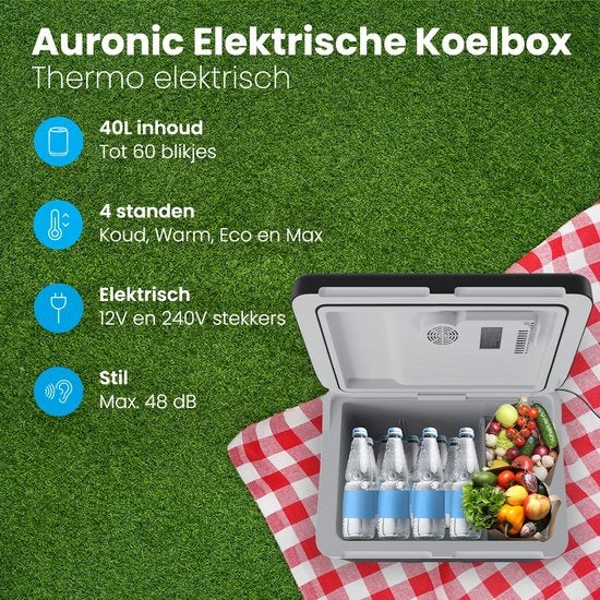 Auronic Elektrische Koelbox - Coolbox - 40L - 12V en 240V - Zwart